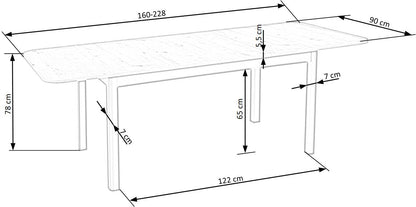 Kitchen Table Auckland | size: Length: 90cm, Width: 228cm, Height: 76cm | color: Black/Oak | image: 10 | variant: 1003127