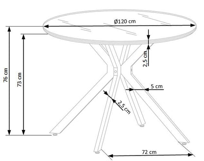Kitchen Table Avelar | size: Length: 120cm, Width: 120cm, Height: 76cm, Diameter: 120cm | color: White/Black | image: 9 | variant: 1011228