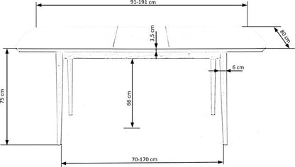 Kitchen Table Barret | size: Length: 80cm, Width: 190cm, Height: 75cm | color: White | image: 8 | variant: 1011250