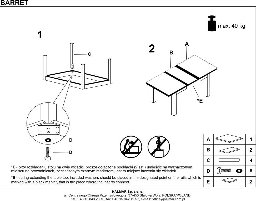 Kitchen Table Barret | size: Length: 80cm, Width: 190cm, Height: 75cm | color: White | image: 9 | variant: 1011250