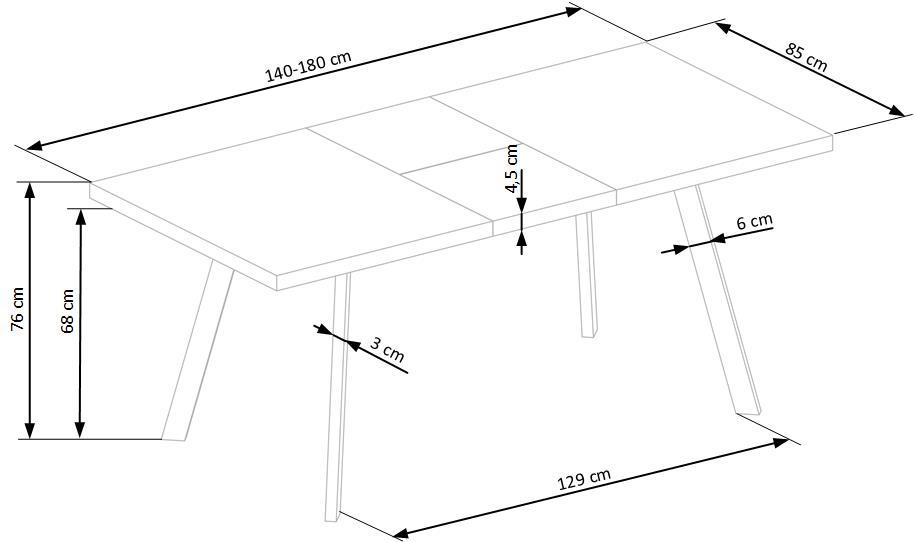 Kitchen Table Berlin 1 | size: Length: 90cm, Width: 220cm, Height: 76cm | color: Black/Walnut | image: 3 | variant: 1013009