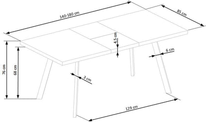 Kitchen Table Berlin 1 | size: Length: 90cm, Width: 220cm, Height: 76cm | color: Black/Walnut | image: 3 | variant: 1013009