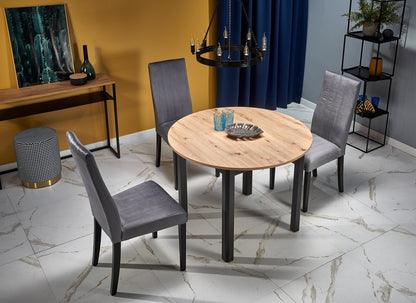 Kitchen Table Birmingham | size: Length: 102cm, Width: 142cm, Height: 76cm, Diameter: 102cm | color: Black/Oak | image: 6 | variant: 1003161
