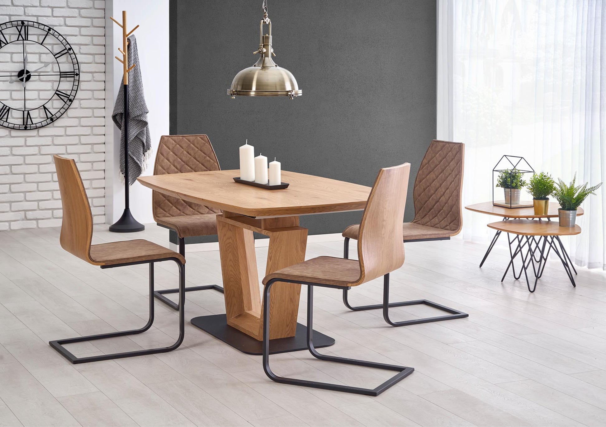 Kitchen Table Blacky | size: Length: 90cm, Width: 220cm, Height: 76cm | color: Oak | image: 8 | variant: 1011292