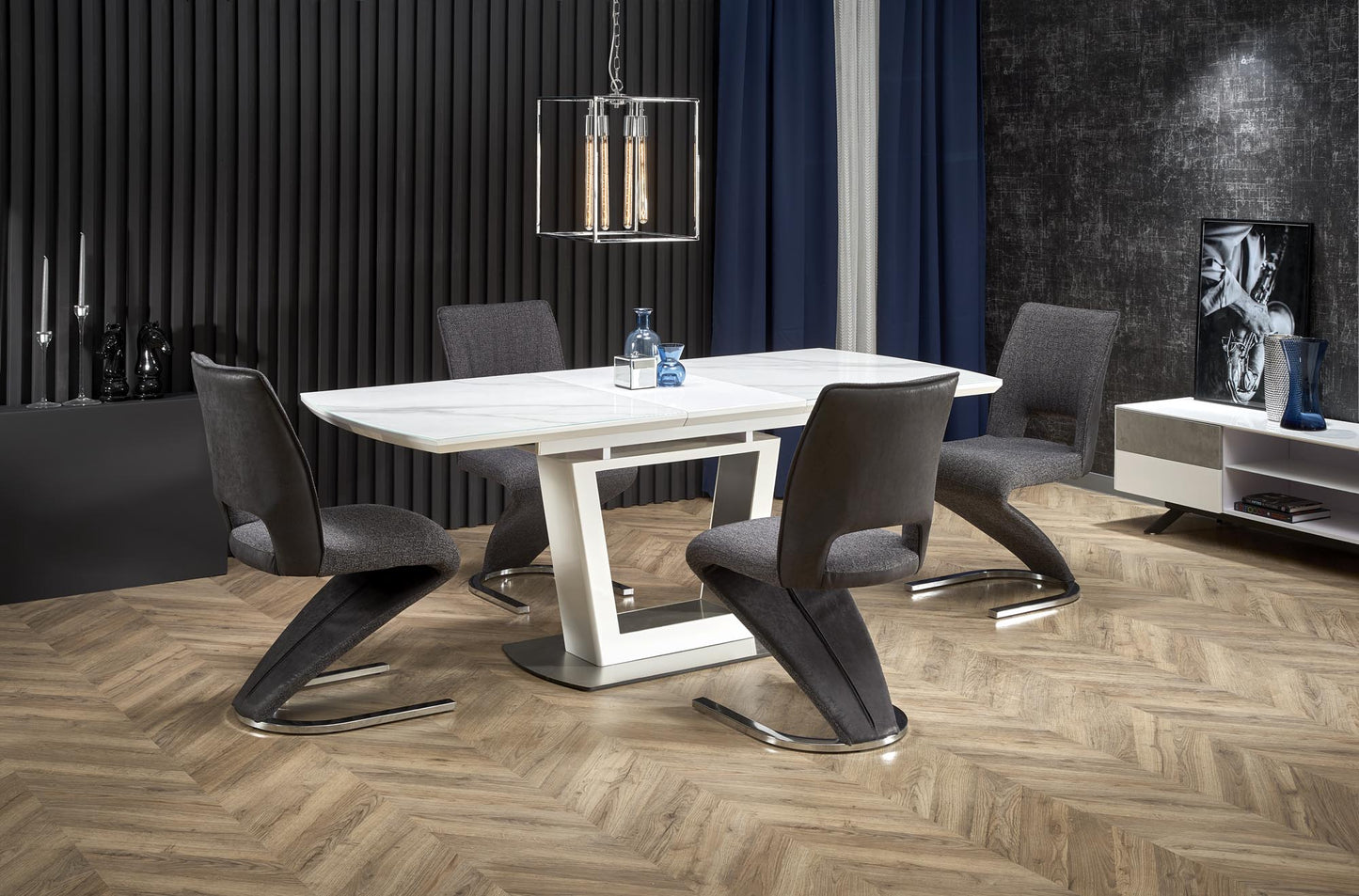 Kitchen Table Blanco | size: Length: 90cm, Width: 200cm, Height: 76cm | color: White/Marble | image: 3 | variant: 1011999