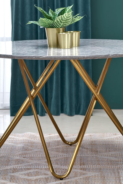 Kitchen Table Bonello | size: Length: 120cm, Width: 120cm, Height: 76cm, Diameter: 120cm | color: Marble/Grey/Gold | image: 7 | variant: 1011234