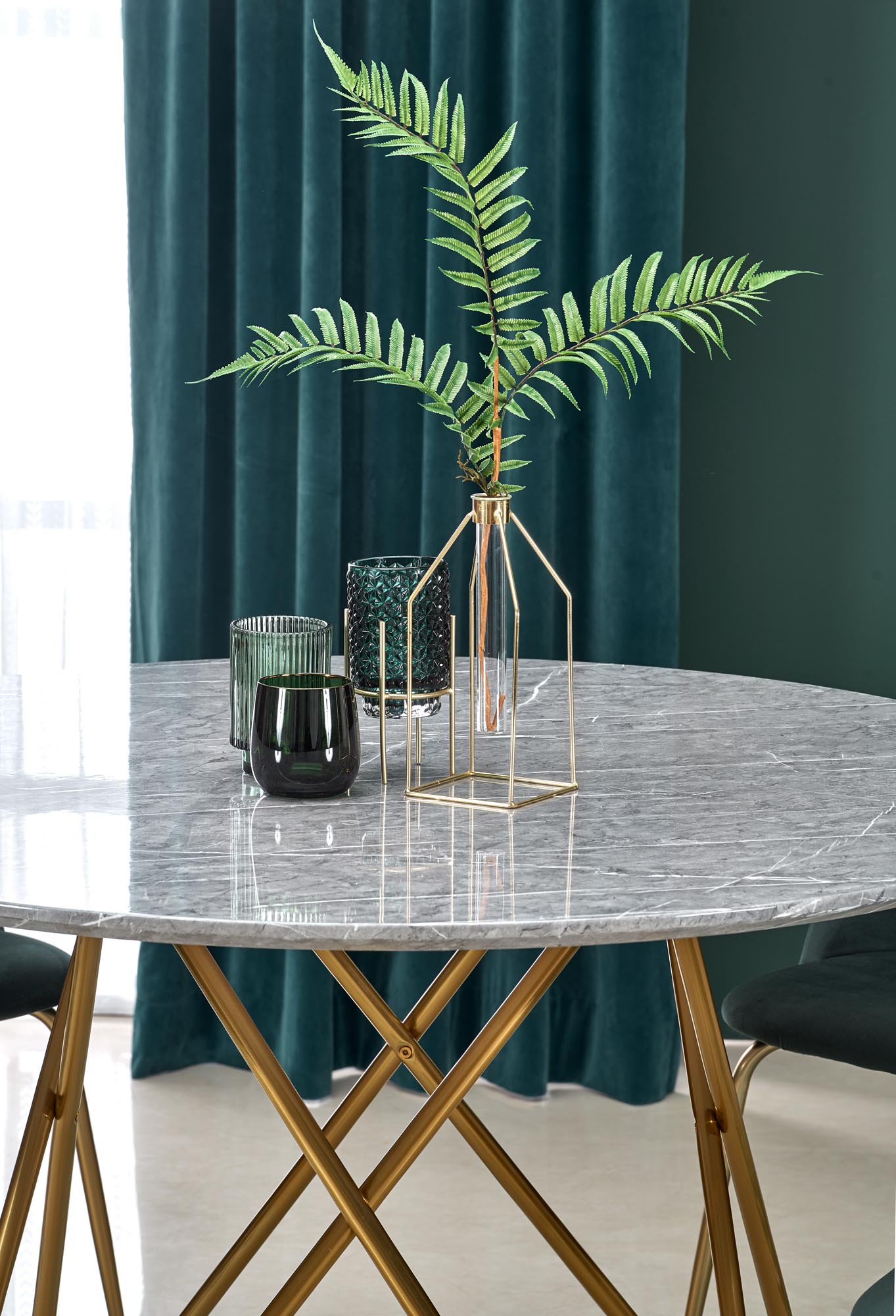 Kitchen Table Bonello | size: Length: 120cm, Width: 120cm, Height: 76cm, Diameter: 120cm | color: Marble/Grey/Gold | image: 8 | variant: 1011234