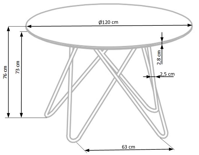 Kitchen Table Bonello | size: Length: 120cm, Width: 120cm, Height: 76cm, Diameter: 120cm | color: Marble/Grey/Gold | image: 9 | variant: 1011234