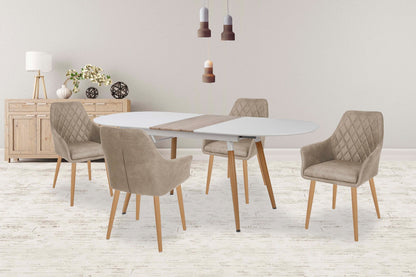Kitchen Table Caliber | size: Length: 90cm, Width: 200cm, Height: 76cm | color: White/Oak | image: 8 | variant: 1011246