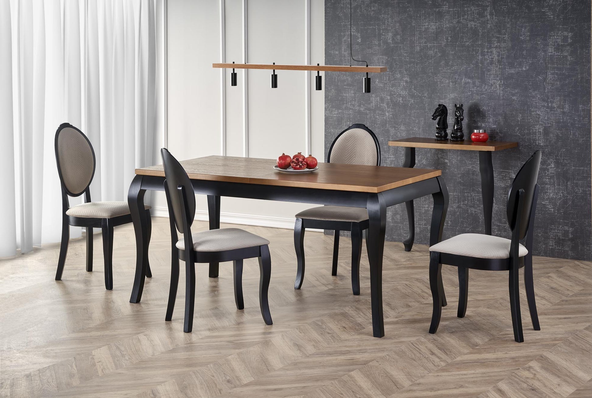 Kitchen Table Cape Town | size: Length: 90cm, Width: 240cm, Height: 76cm | color: Black/Oak | image: 4 | variant: 1003193