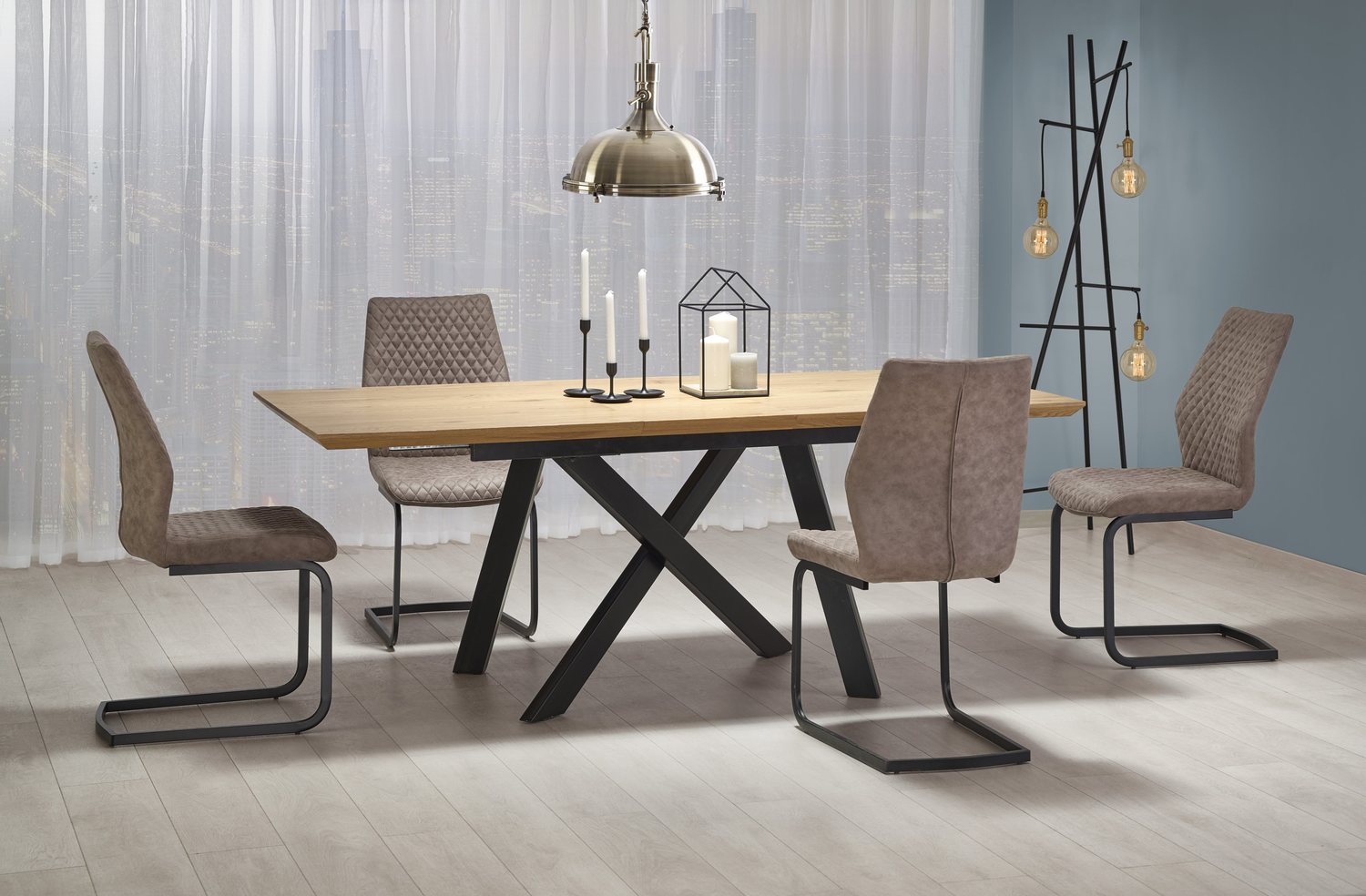 Kitchen Table Capital 1 | size: Length: 90cm, Width: 240cm, Height: 76cm | color: Black/Oak | image: 2 | variant: 1013011