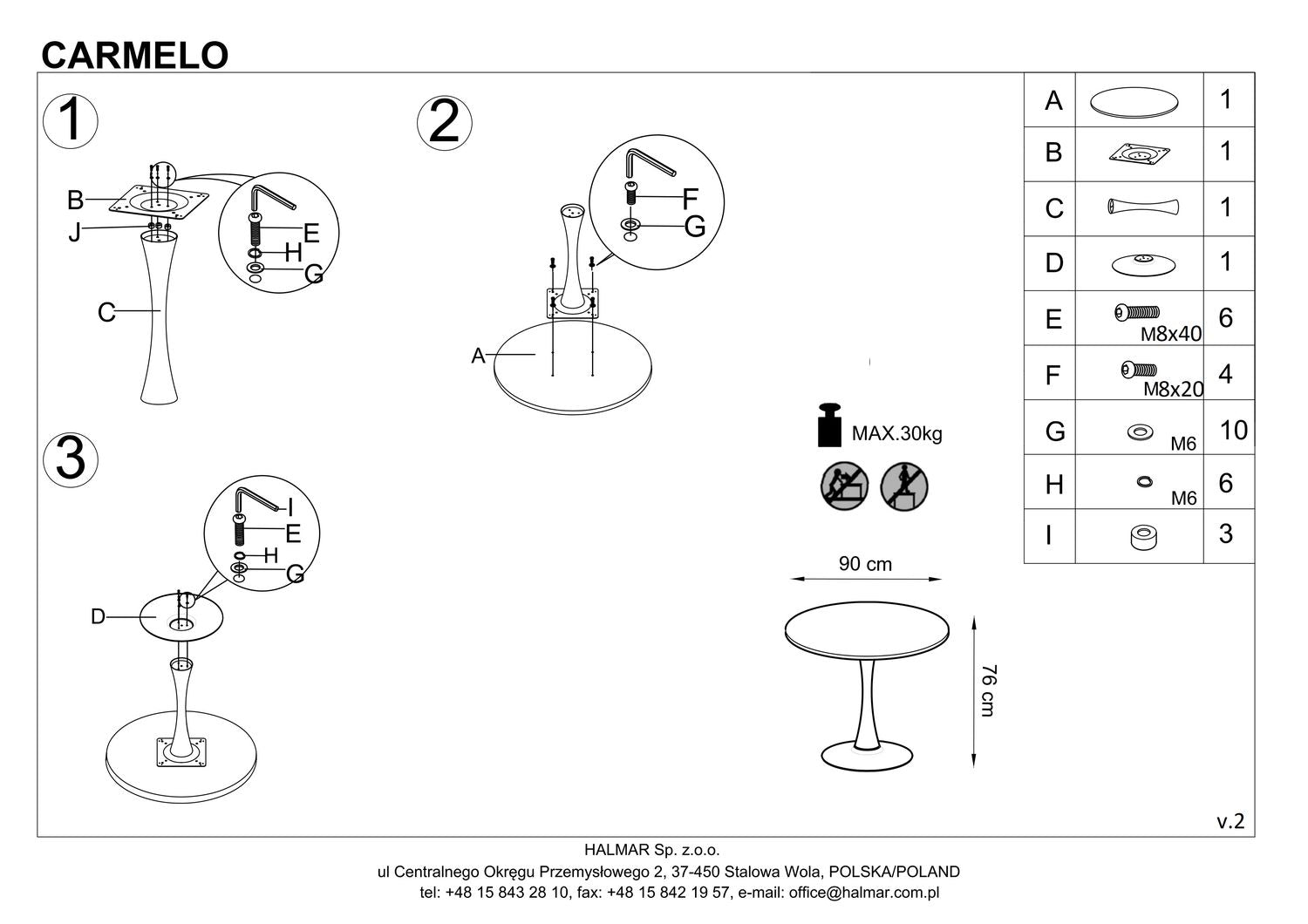 Kitchen Table Carmelo | size: Length: 100cm, Width: 100cm, Height: 75cm, Diameter: 100cm | color: Black/Walnut | image: 10 | variant: 1011231
