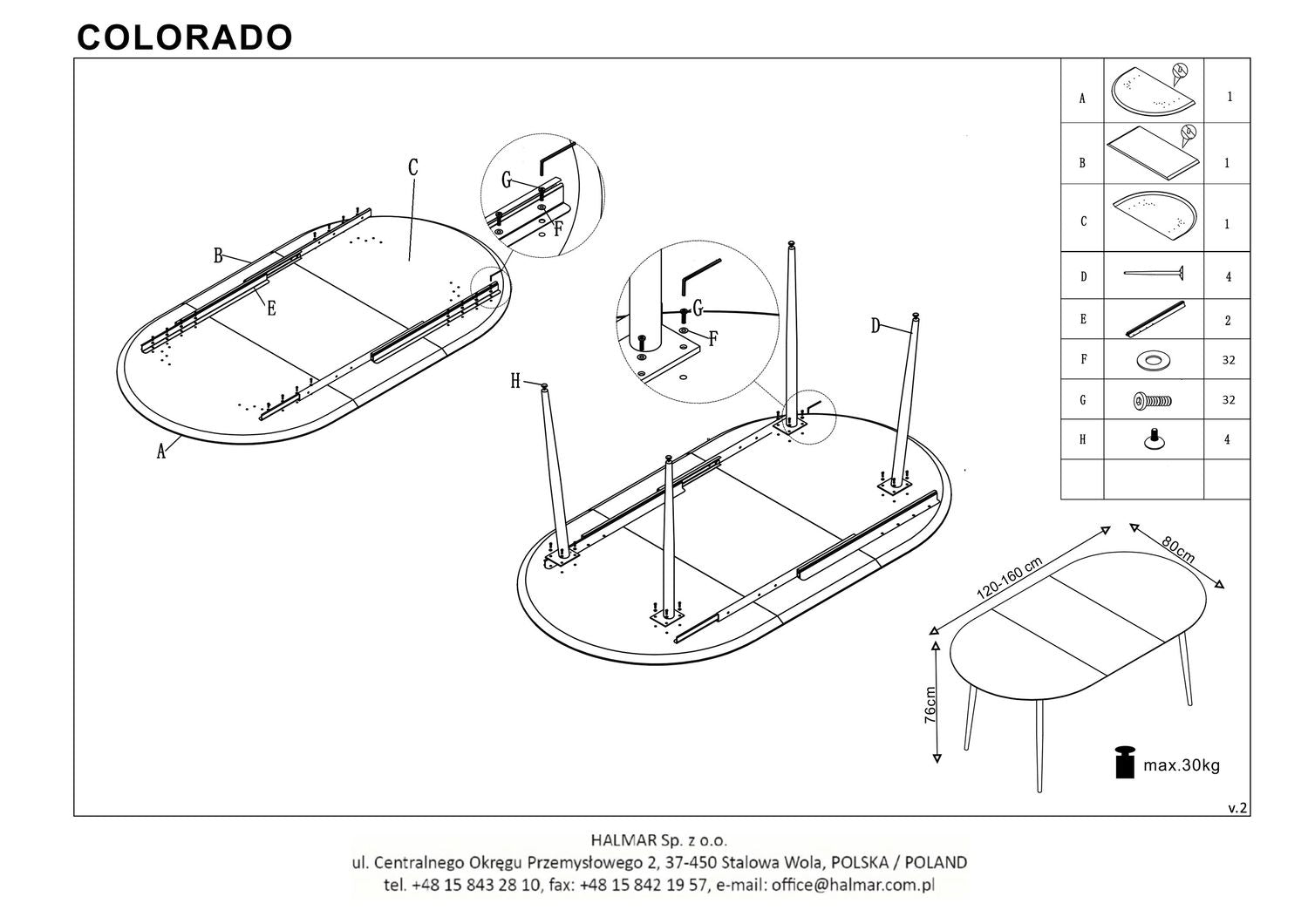 Kitchen Table Colorado | size: Length: 80cm, Width: 160cm, Height: 74cm | color: Black/Oak | image: 10 | variant: 1011229