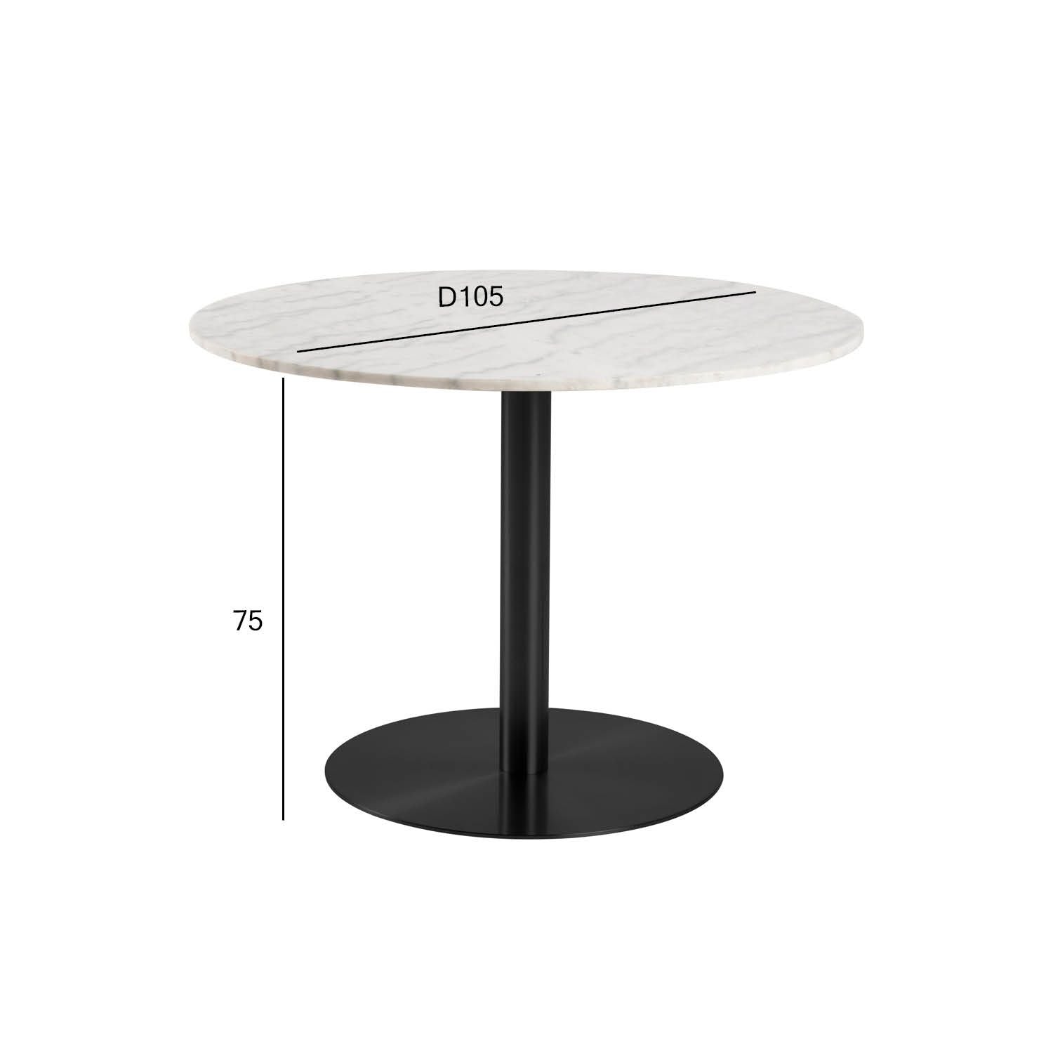 Kitchen Table Corby | size: Length: 105cm, Width: 105cm, Height: 75cm, Diameter: 105cm | color: White/Black | image: 1 | variant: 1006509