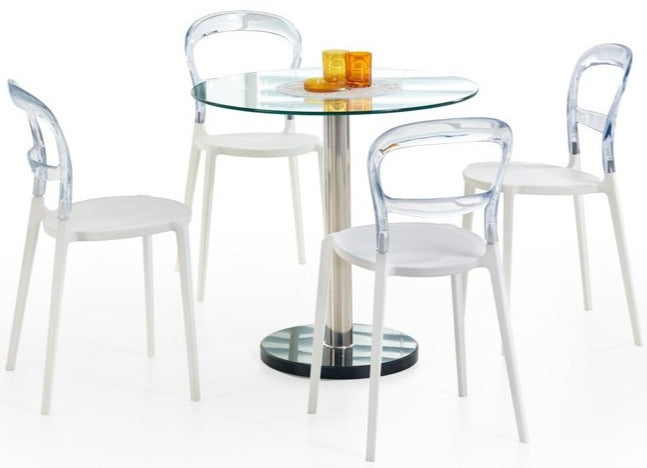 Kitchen Table Cyryl | size: Length: 80cm, Width: 80cm, Height: 74cm, Diameter: 80cm | color: Transparent | image: 1 | variant: 1011202