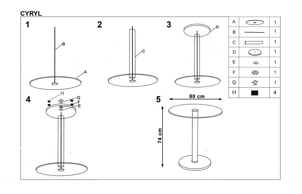 Kitchen Table Cyryl | size: Length: 80cm, Width: 80cm, Height: 74cm, Diameter: 80cm | color: Transparent | image: 3 | variant: 1011202