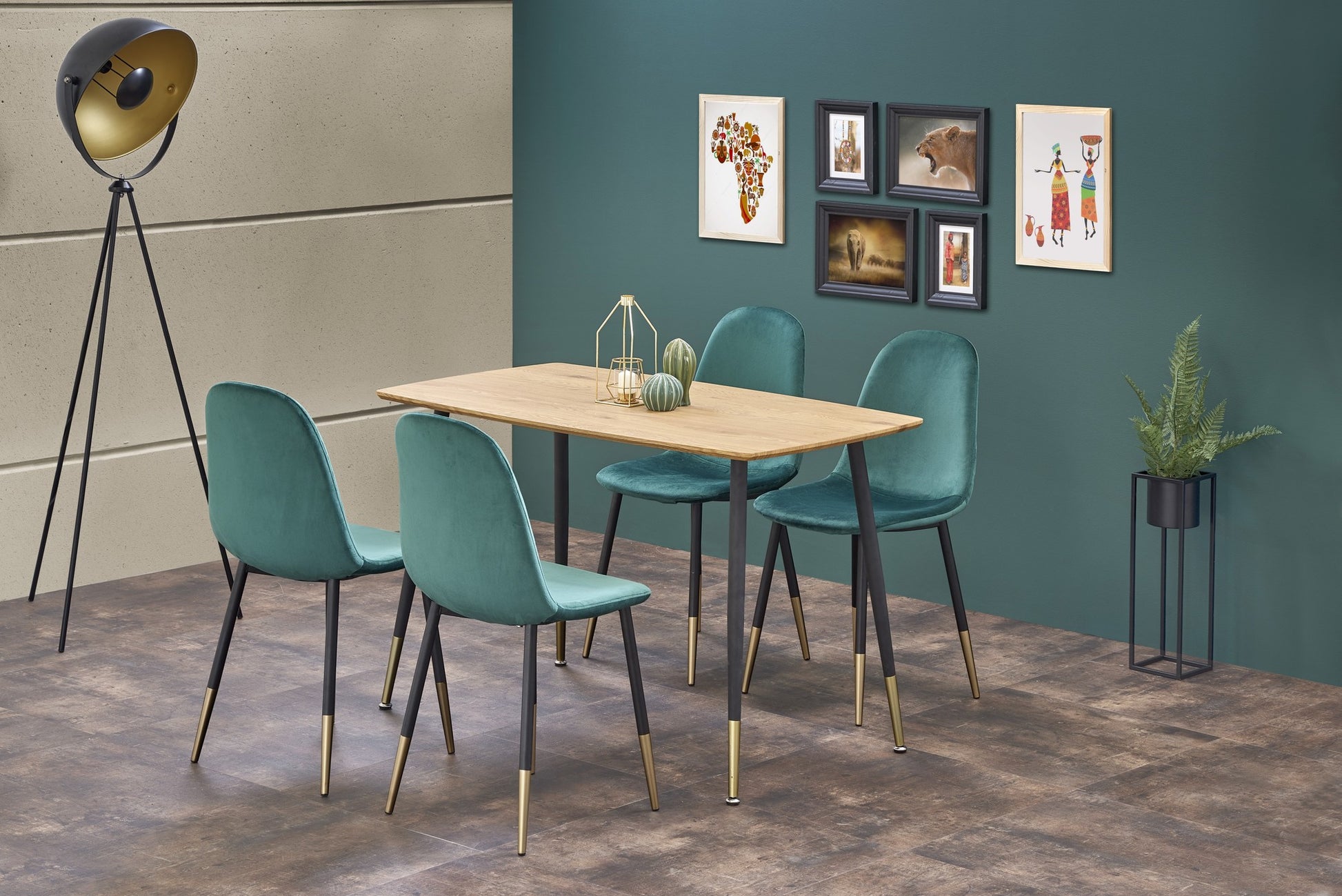 Kitchen Table East Melbourne | size: Length: 70cm, Width: 120cm, Height: 76cm | color: Black/Oak | image: 2 | variant: 1006784
