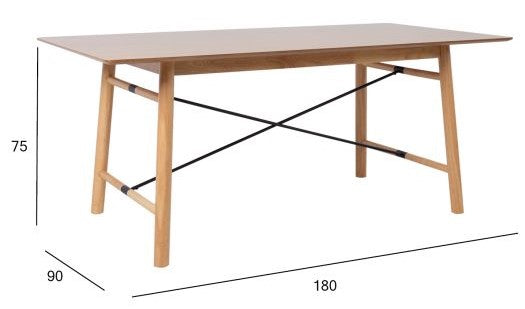 Kitchen Table East Sandy | size: Length: 90cm, Width: 180cm, Height: 75cm | color: Oak | image: 4 | variant: 1005081
