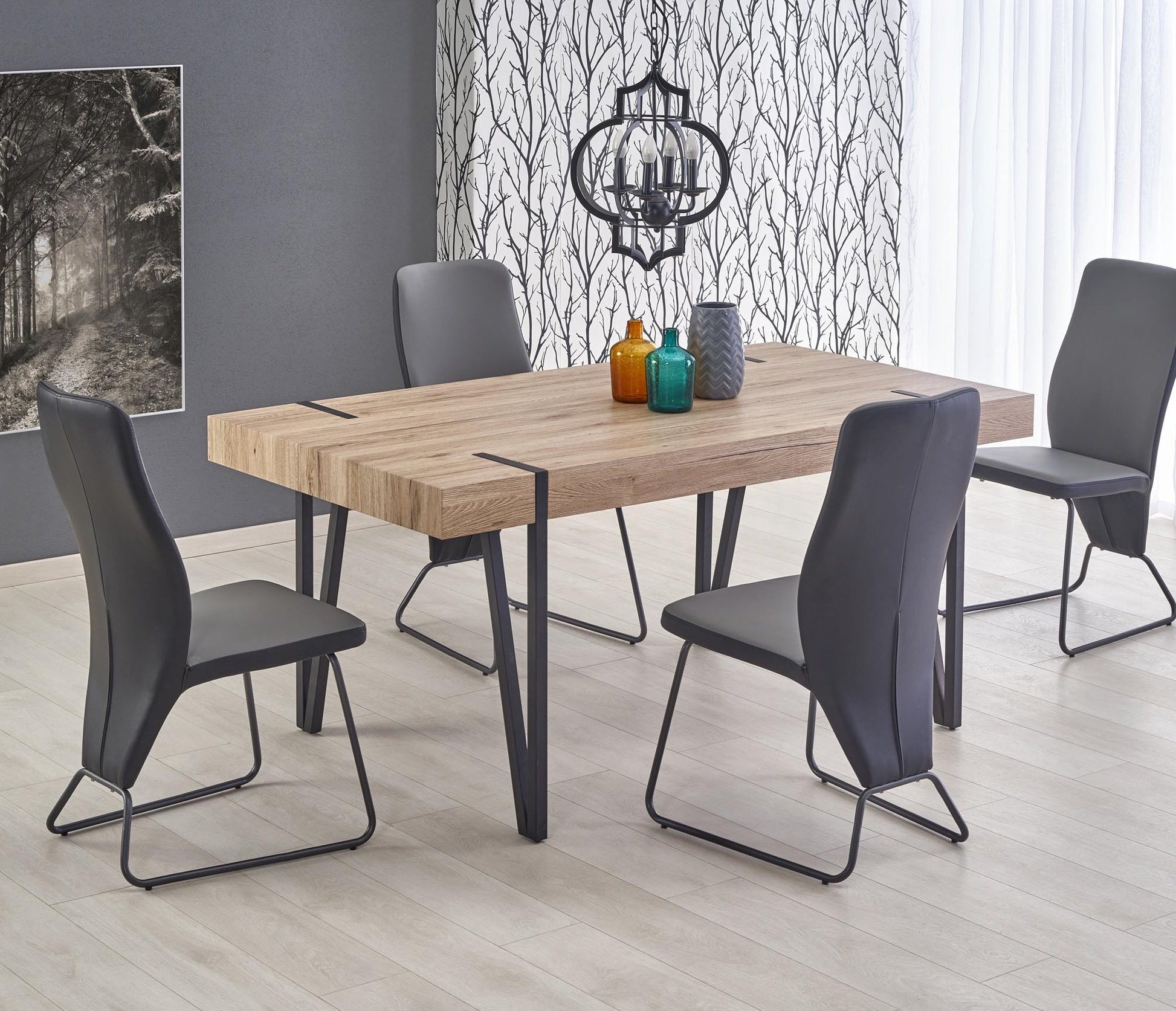 Kitchen Table East Seoul | size: Length: 90cm, Width: 170cm, Height: 76cm | color: Black/Oak | image: 2 | variant: 1006818