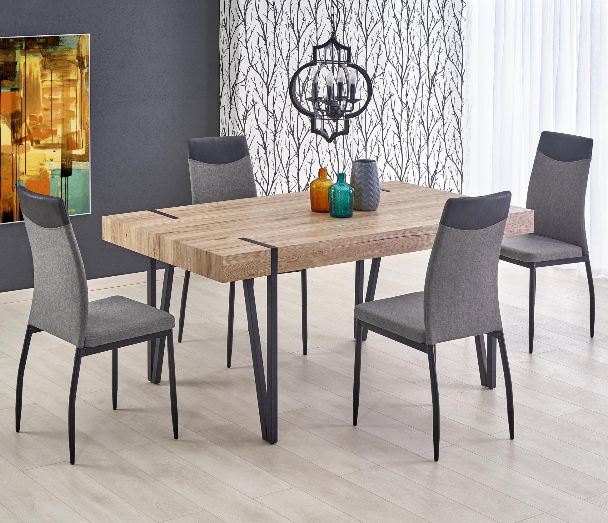 Kitchen Table East Seoul | size: Length: 90cm, Width: 170cm, Height: 76cm | color: Black/Oak | image: 3 | variant: 1006818
