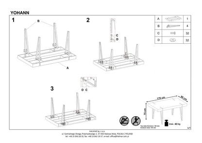 Kitchen Table East Seoul | size: Length: 90cm, Width: 170cm, Height: 76cm | color: Black/Oak | image: 8 | variant: 1006818