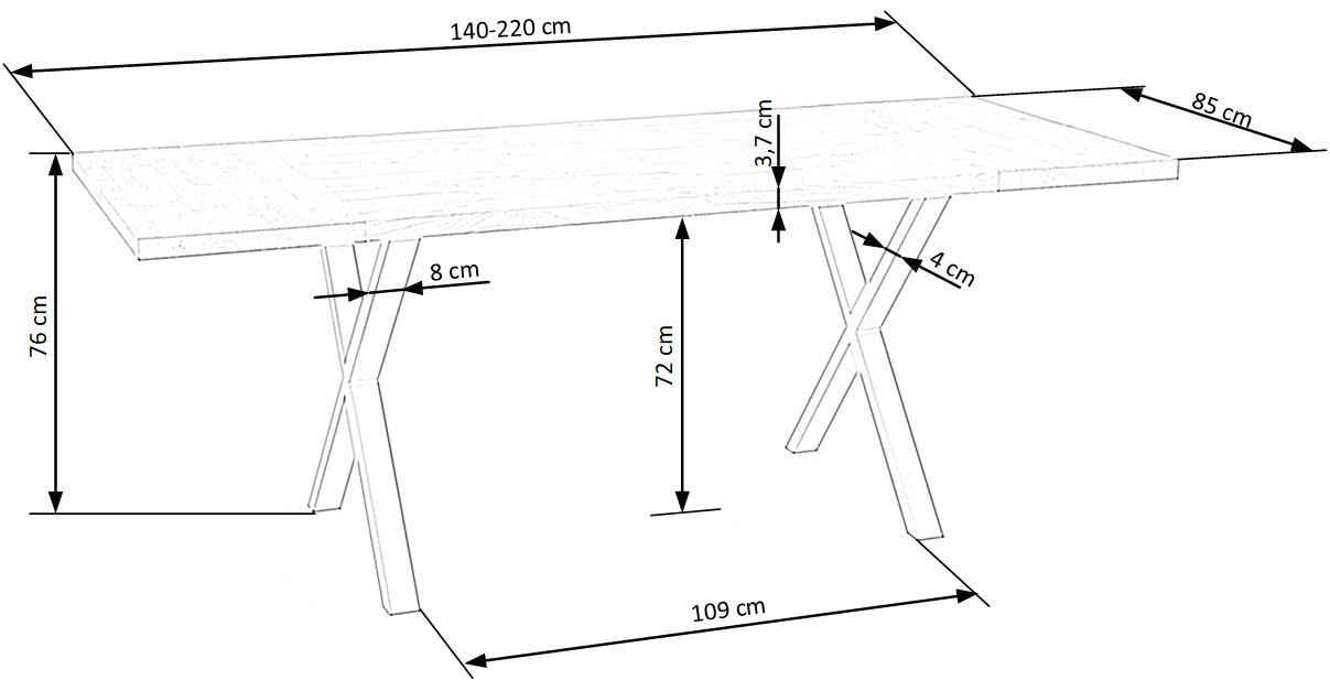 Kitchen Table East Washington | size: Length: 85cm, Width: 140cm, Height: 76cm | color: Black/Oak | image: 5 | variant: 1006844