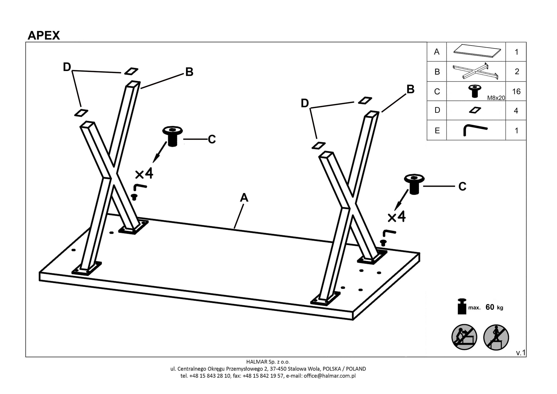 Kitchen Table East Washington | size: Length: 85cm, Width: 140cm, Height: 76cm | color: Black/Oak | image: 6 | variant: 1006844