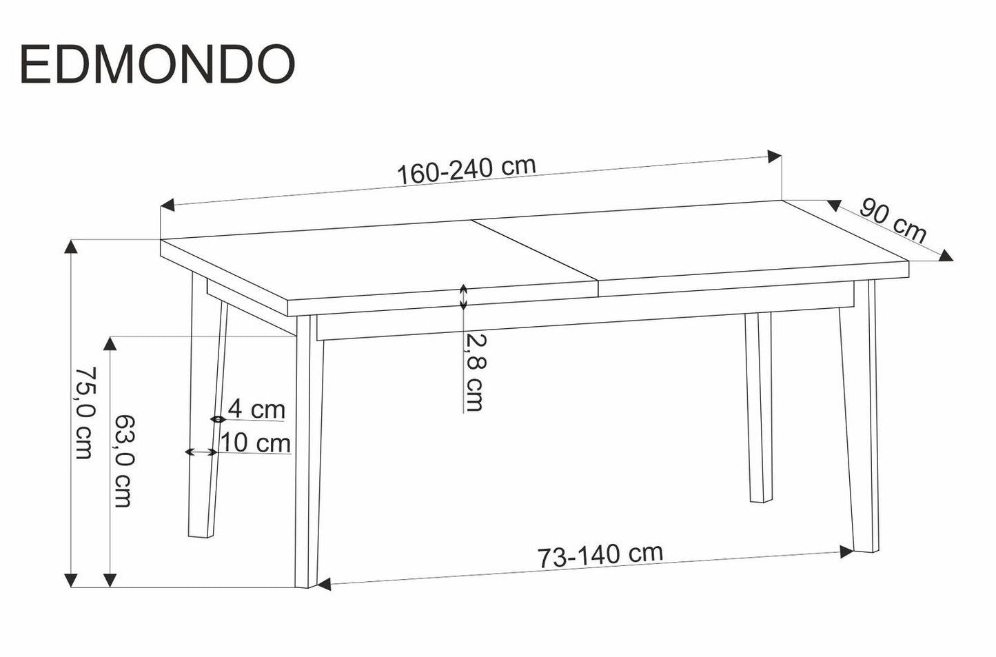 Kitchen Table Edmondo | size: Length: 90cm, Width: 240cm, Height: 75cm | color: Oak | image: 6 | variant: 1017867