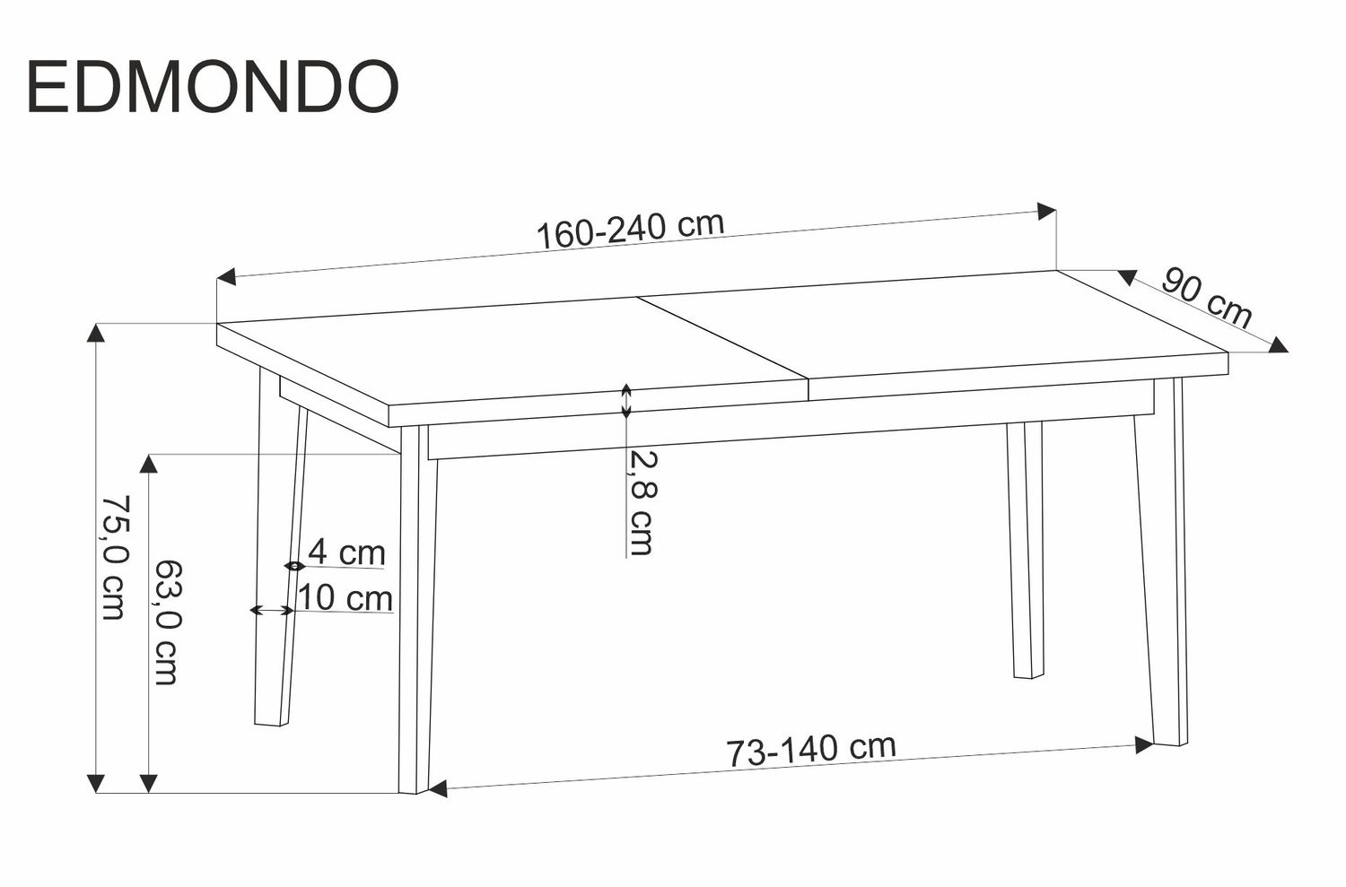 Kitchen Table Edmondo | size: Length: 90cm, Width: 240cm, Height: 75cm | color: Oak | image: 6 | variant: 1017867
