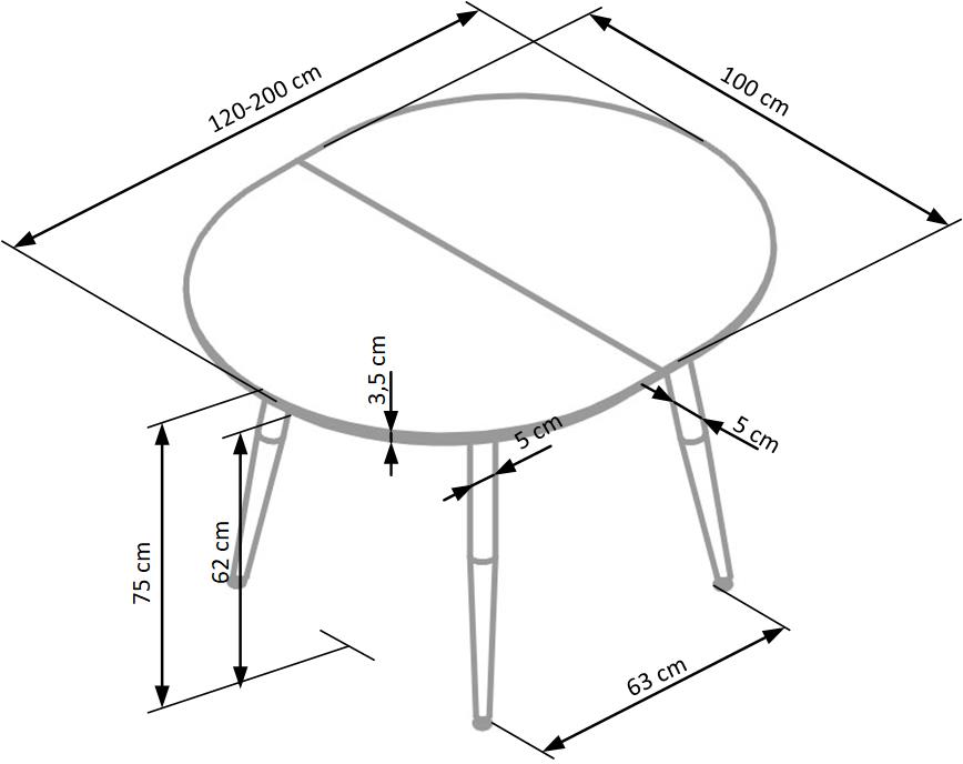 Kitchen Table Edward | size: Length: 100cm, Width: 200cm, Height: 75cm | color: White | image: 9 | variant: 1006447