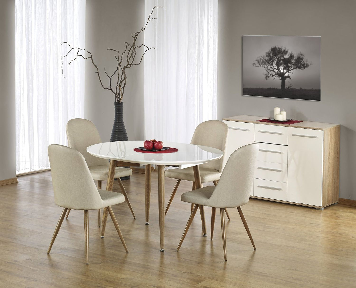Kitchen Table Edward | size: Length: 100cm, Width: 200cm, Height: 75cm | color: White/Oak | image: 2 | variant: 1006448