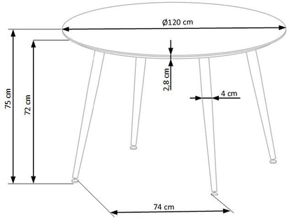 Kitchen Table Embos | size: Length: 120cm, Width: 120cm, Height: 75cm, Diameter: 120cm | color: Black/Gold | image: 9 | variant: 1011230