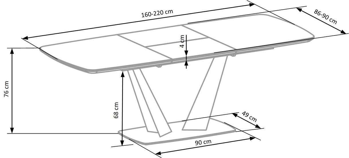 Kitchen Table Fangor | size: Length: 90cm, Width: 220cm, Height: 76cm | color: Black/Grey | image: 9 | variant: 1012349