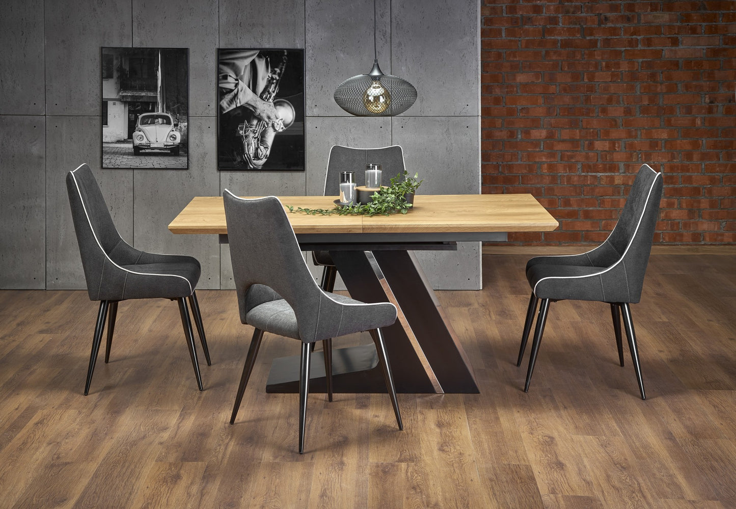 Kitchen Table Ferguson | size: Length: 90cm, Width: 220cm, Height: 75cm | color: Black/Oak | image: 3 | variant: 1011299