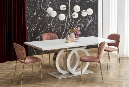 Kitchen Table Galardo | size: Length: 90cm, Width: 200cm, Height: 76cm | color: White/Gold | image: 1 | variant: 1013015
