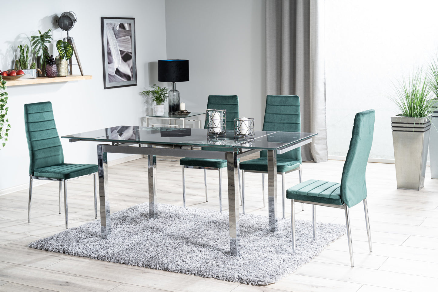 Kitchen Table GD017 | size: Length: 74cm, Width: 170cm, Height: 75cm | color: Black | image: 2 | variant: 1006575
