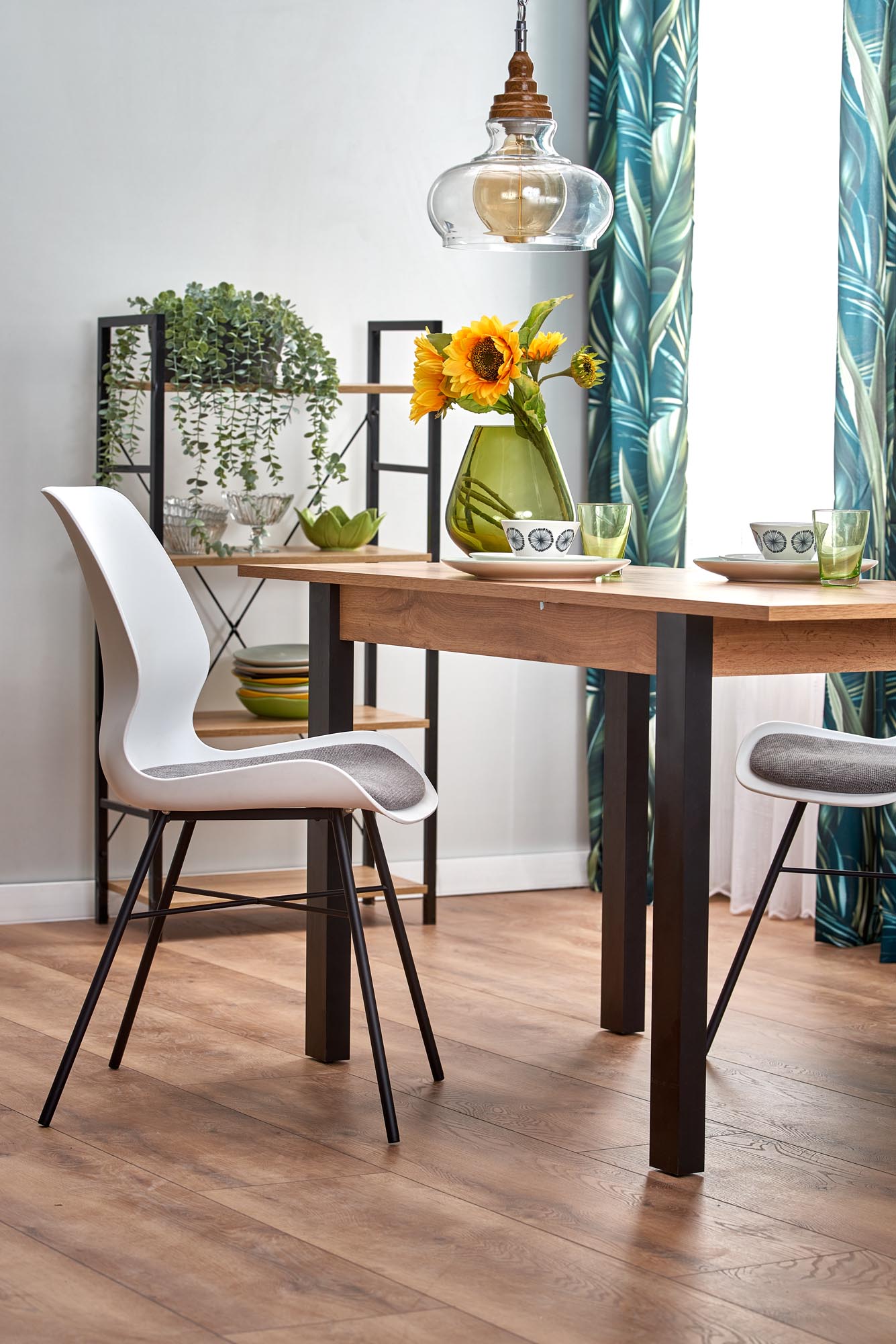 Kitchen Table Gino | size: Length: 60cm, Width: 135cm, Height: 75cm | color: Black/Oak | image: 8 | variant: 1006368