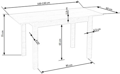 Kitchen Table Gino | size: Length: 60cm, Width: 135cm, Height: 75cm | color: Oak | image: 10 | variant: 1006366