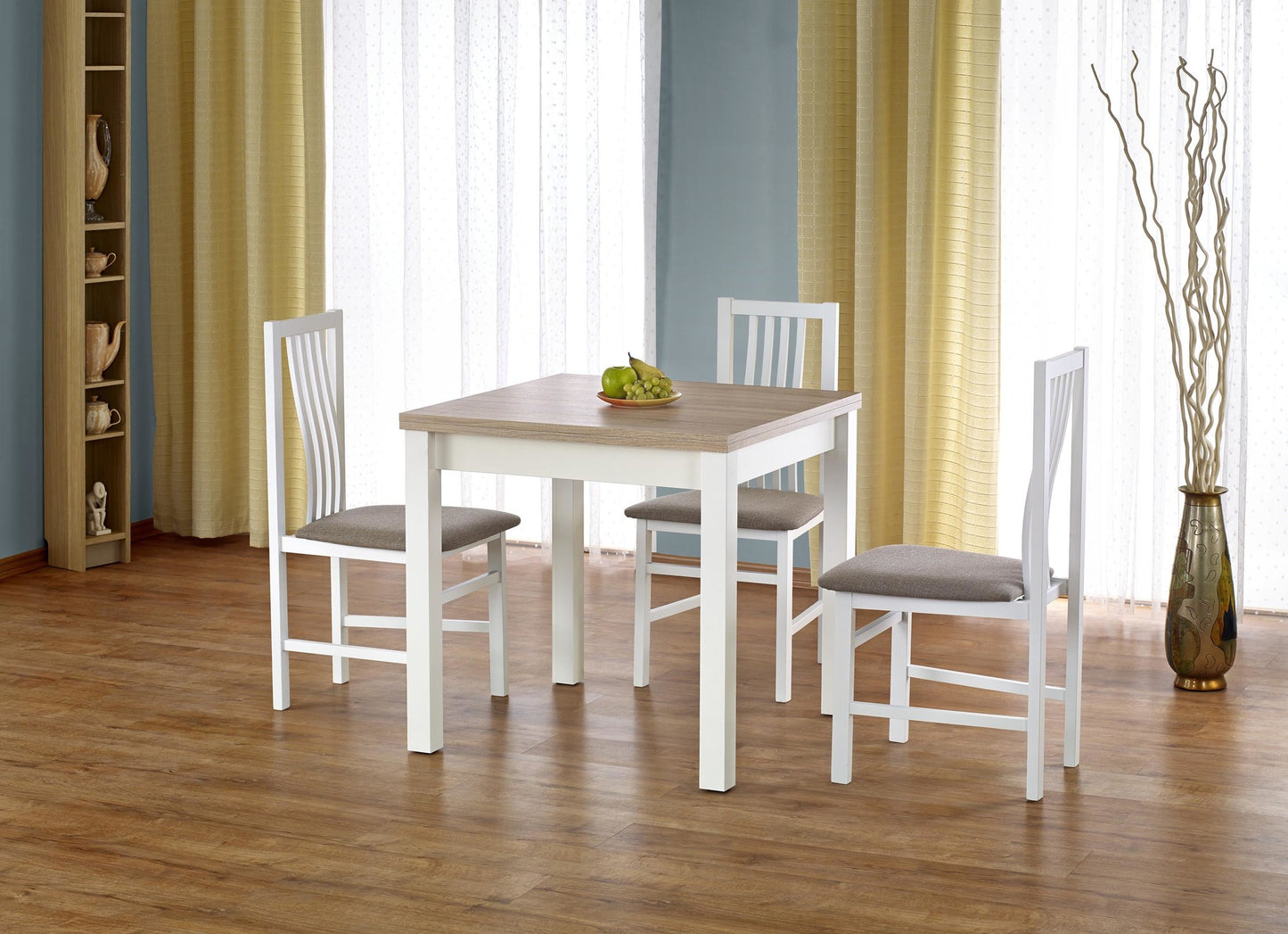 Kitchen Table Gracjan | size: Length: 80cm, Width: 160cm, Height: 76cm | color: White/Oak | image: 2 | variant: 1006374
