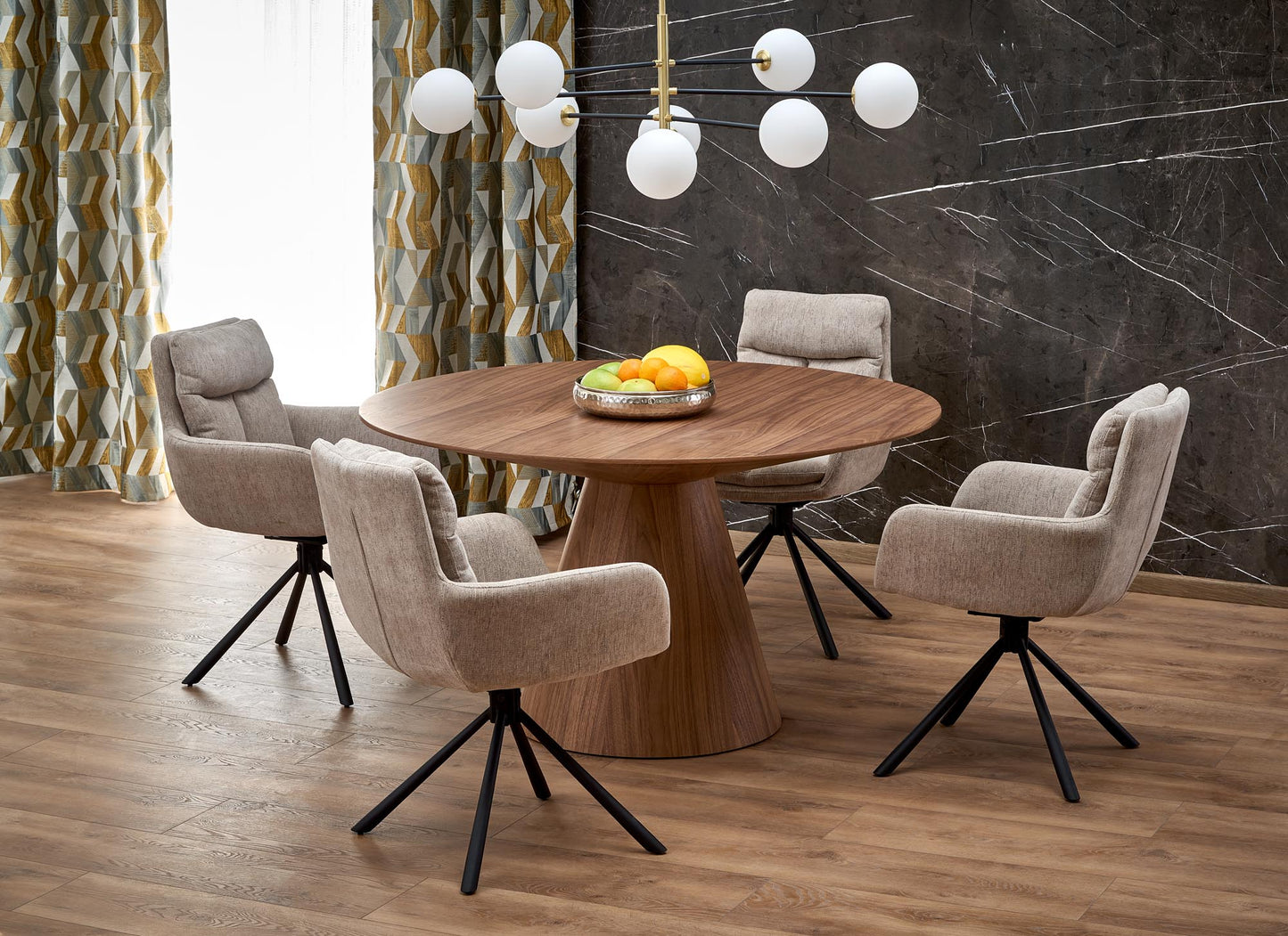 Kitchen Table Henderson | size: Length: 136cm, Width: 136cm, Height: 78cm, Diameter: 136cm | color: Walnut | image: 3 | variant: 1013018