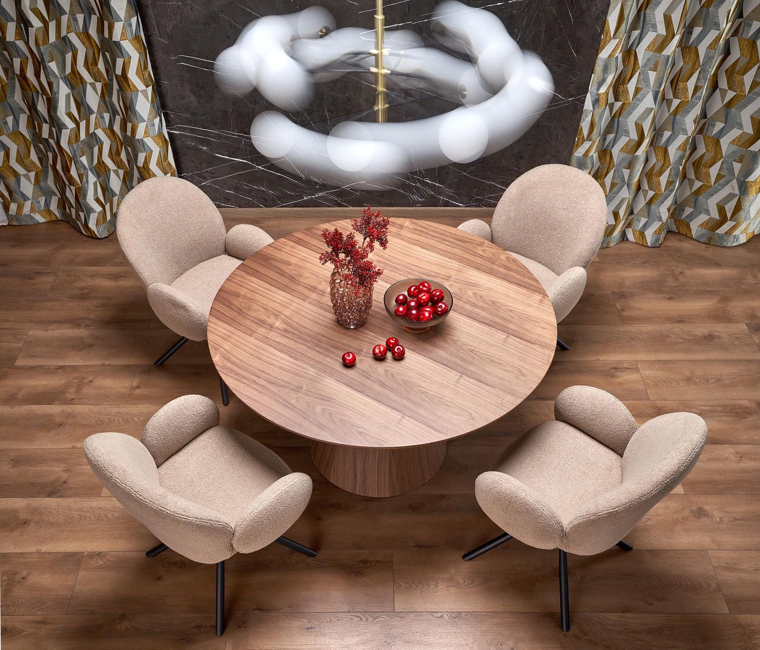 Kitchen Table Henderson | size: Length: 136cm, Width: 136cm, Height: 78cm, Diameter: 136cm | color: Walnut | image: 4 | variant: 1013018