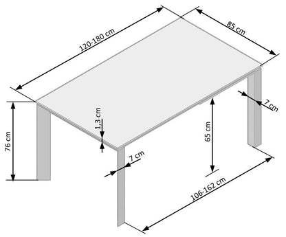 Kitchen Table Horizon | size: Length: 85cm, Width: 180cm, Height: 76cm | color: Gray | image: 5 | variant: 1011311