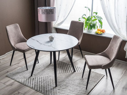 Kitchen Table Ideal | size: Length: 100cm, Width: 100cm, Height: 75cm, Diameter: 100cm | color: White/Marble/Black | image: 2 | variant: 1011178