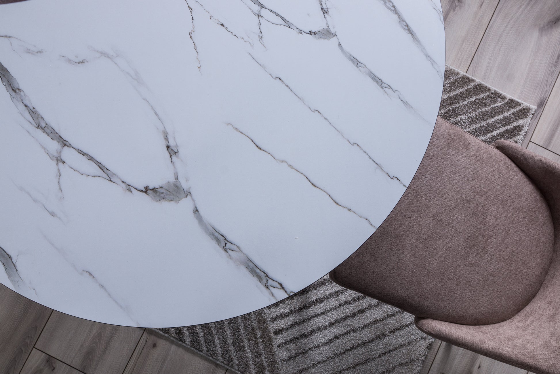 Kitchen Table Ideal | size: Length: 100cm, Width: 100cm, Height: 75cm, Diameter: 100cm | color: White/Marble/Black | image: 4 | variant: 1011178