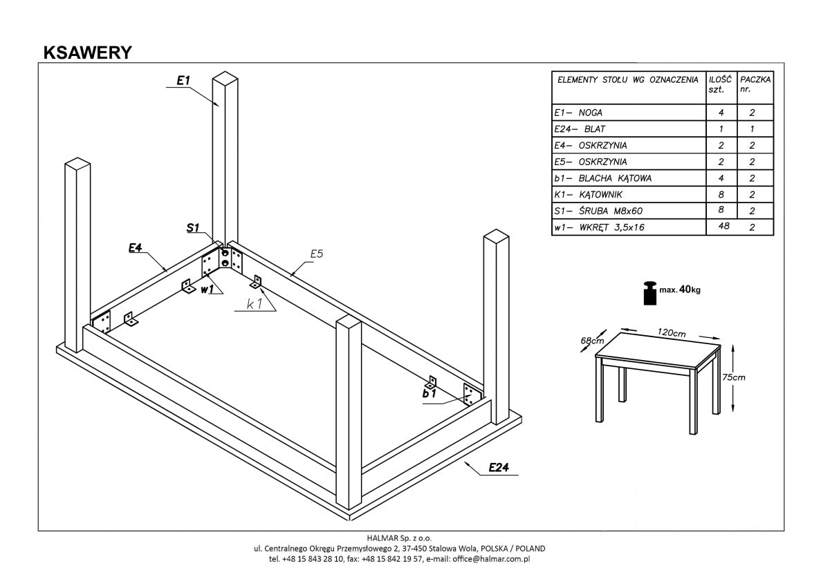 Kitchen Table Ksawery | size: Length: 68cm, Width: 120cm, Height: 76cm | color: Oak | image: 5 | variant: 1006379