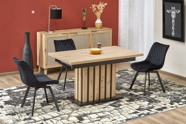 Kitchen Table Lamello | size: Length: 80cm, Width: 210cm, Height: 76cm | color: Black/Oak | image: 1 | variant: 1013030