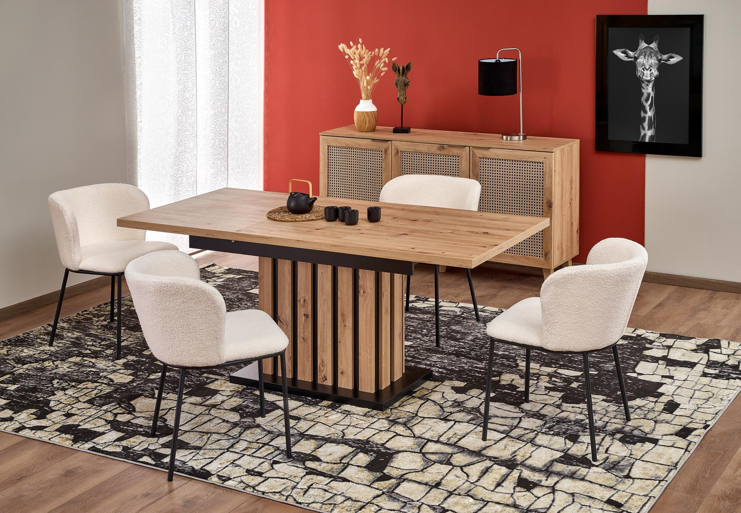 Kitchen Table Lamello | size: Length: 80cm, Width: 210cm, Height: 76cm | color: Black/Oak | image: 2 | variant: 1013030