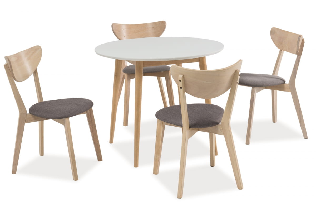 Kitchen Table Larson | size: Length: 90cm, Width: 90cm, Height: 75cm, Diameter: 90cm | color: White/Oak | image: 2 | variant: 1006552