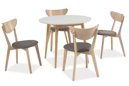 Kitchen Table Larson | size: Length: 90cm, Width: 90cm, Height: 75cm, Diameter: 90cm | color: White/Oak | image: 2 | variant: 1006552