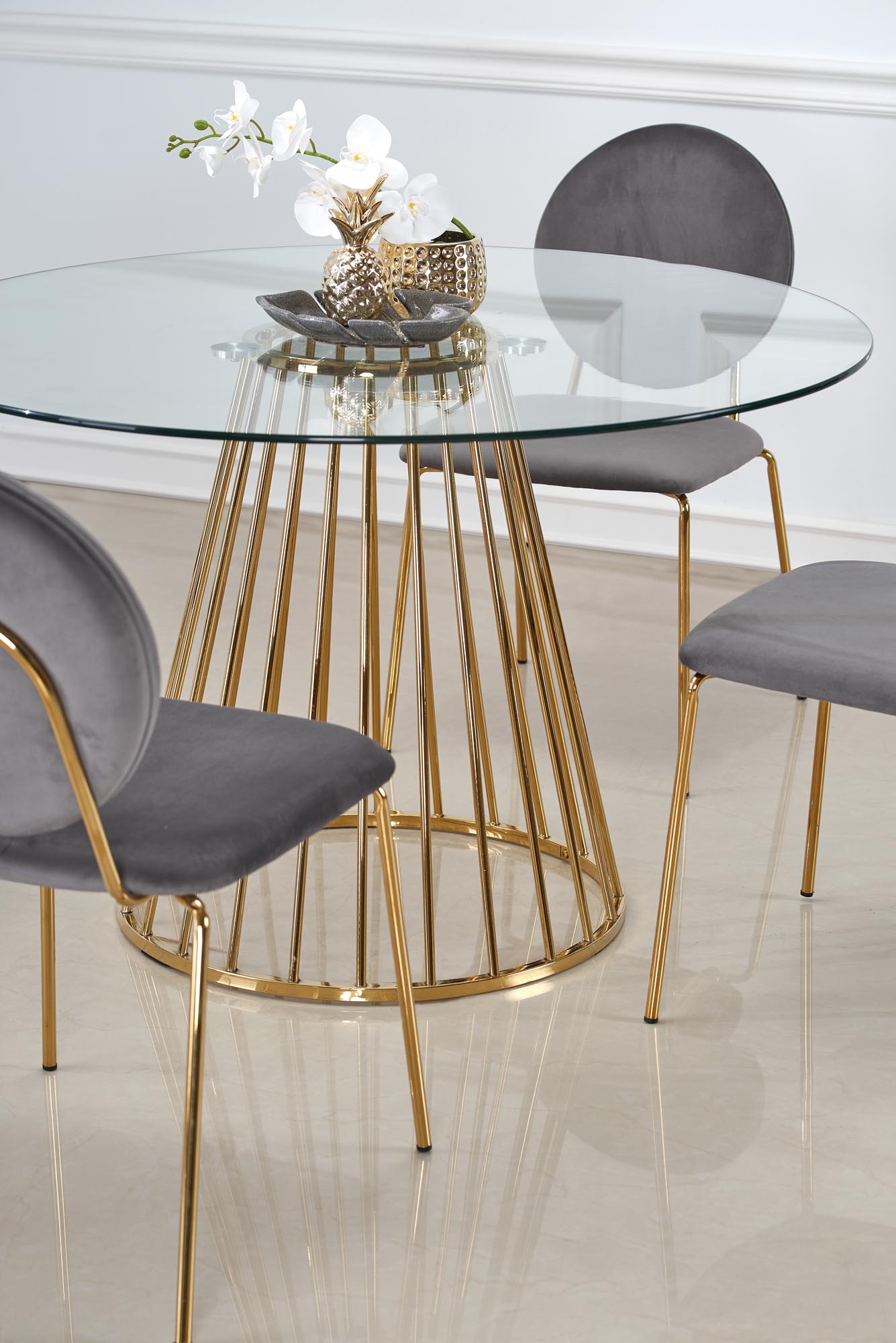 Kitchen Table Liverpool | size: Length: 120cm, Width: 120cm, Height: 75cm, Diameter: 120cm | color: Transparent/Gold | image: 8 | variant: 1011239